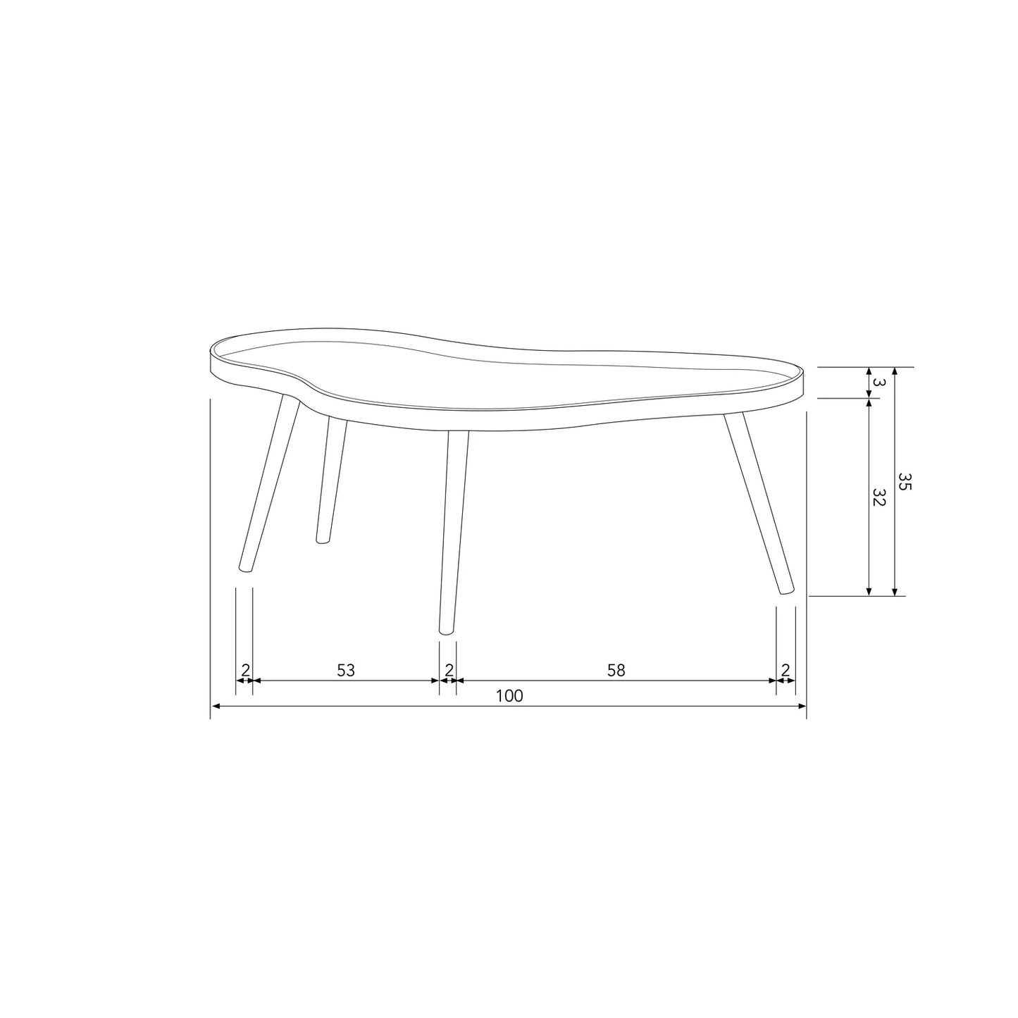 WOOOD Mae Bijzettafel Grenen MDF Alpaca 35x100x58 | Retourde