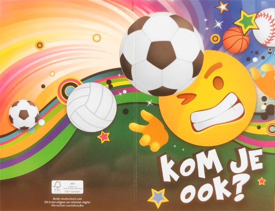 Uitnodigingskaarten Sportkampioen Emoji 6 stuks