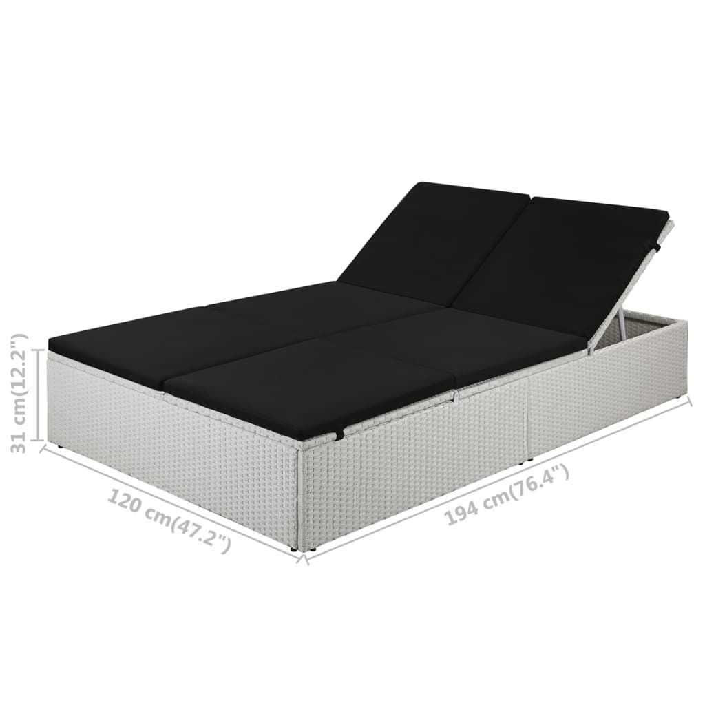 Ligbed Marit - 194 x 120 x 31 cm -met kussen - zwart