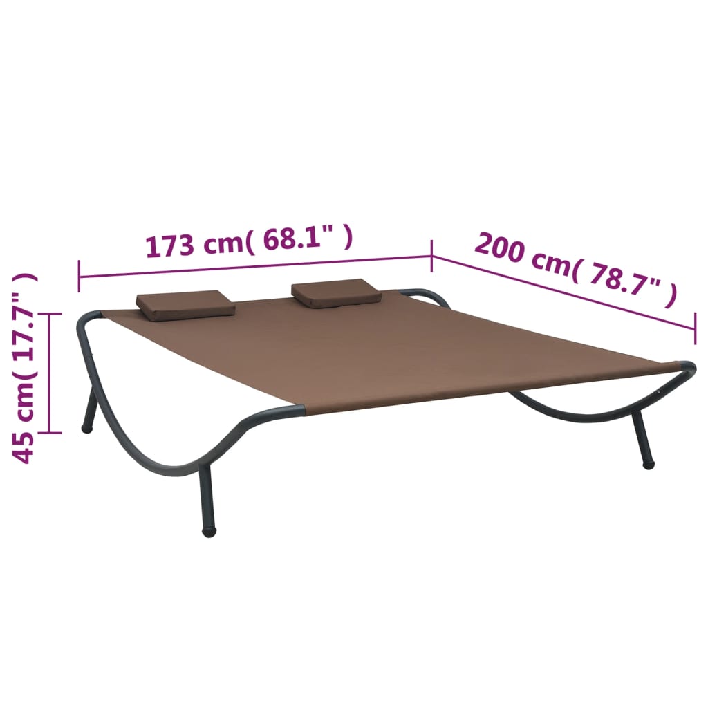 Ligbed Eline - 200 x 173 x 45 cm - bruin