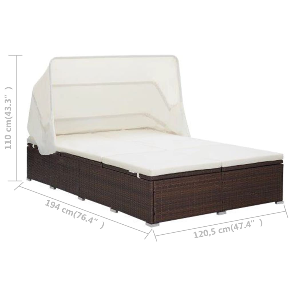 Ligbed Frits - 194x120,5x110 cm - met kussen - bruin