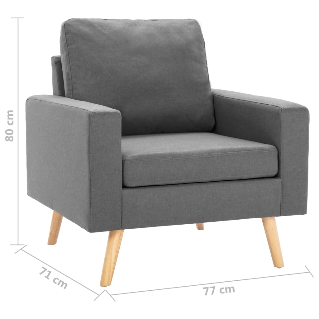Bankset Esmee - 2 zits - met fauteuil - lichtgrijs