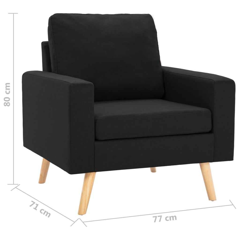 Bankset Esmee - 2 zits - met fauteuil - zwart