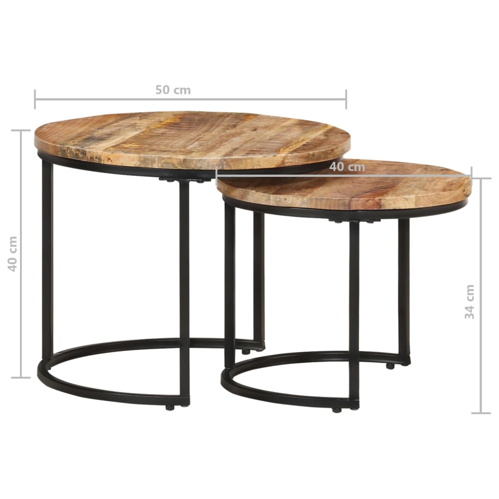 Salontafel Kees - 40x34 cm - 2-delig - ruw mangohout