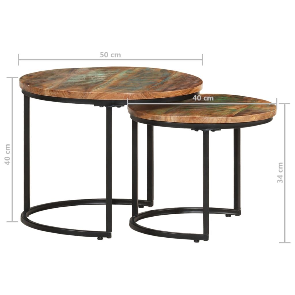 Salontafel Kees - 40x34 cm - 2-delig - massief gerecycled hout