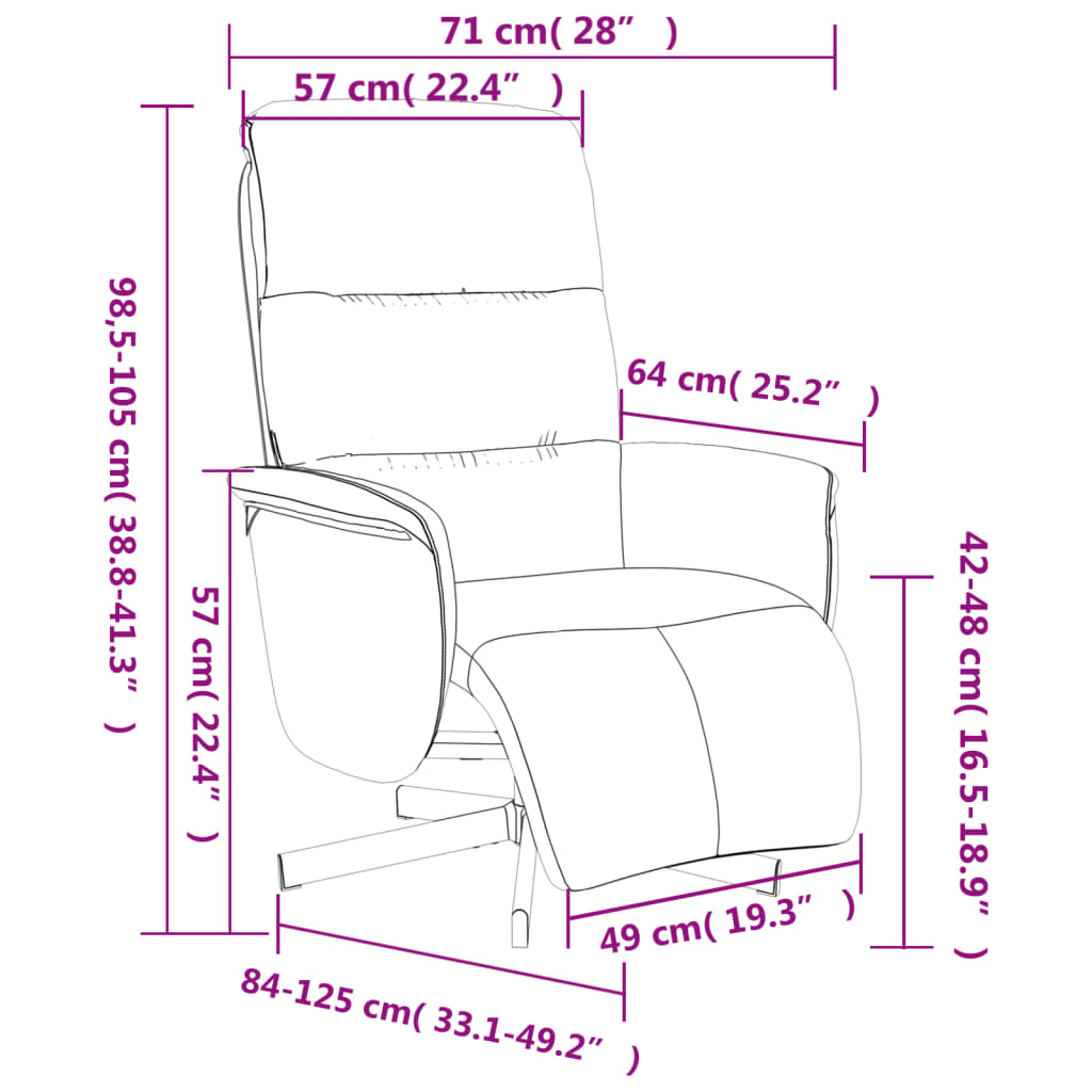 Fauteuil Annette - stof - met voetensteun - donkergrijs