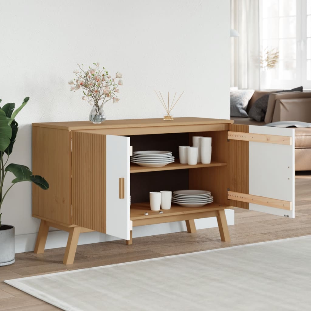 Dressoir Harm - massief grenenhout - wit en bruin