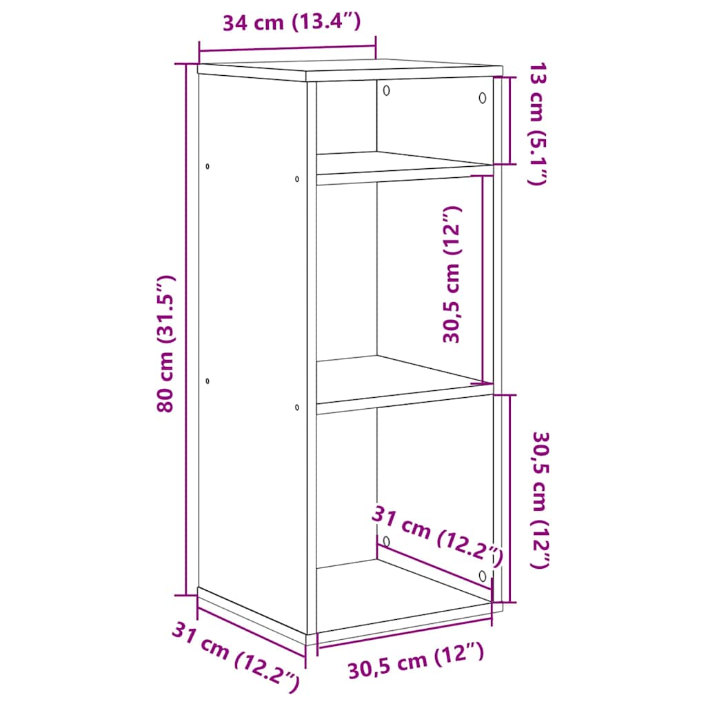 Boekenkast Siem - bewerkt hout - betongrijs