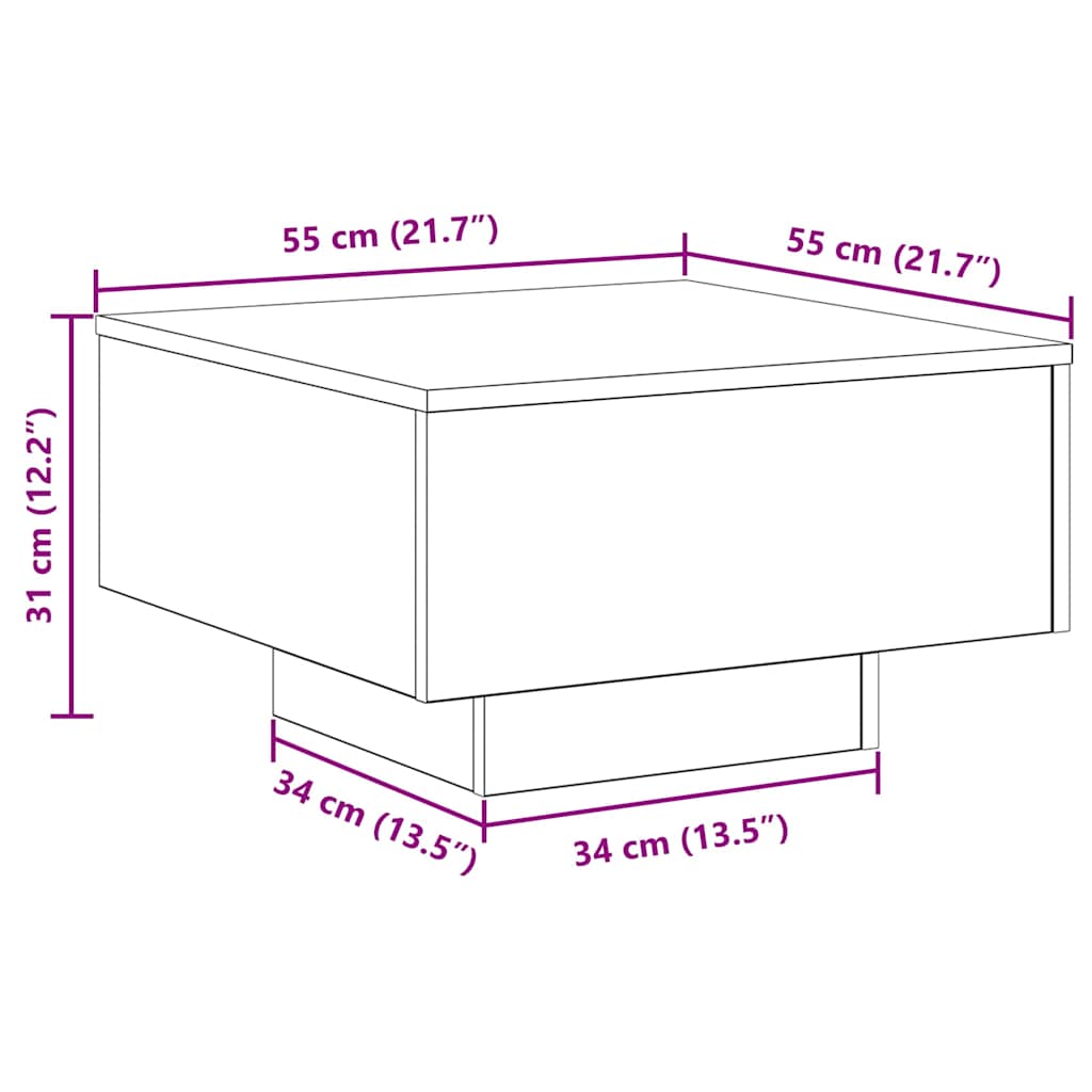 Salontafel Niels - 55 x 55 x 31 cm - artisanaal eiken