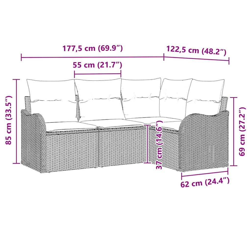 Tuinbank Matthijs - 4-delig - met opslag - beige en wit