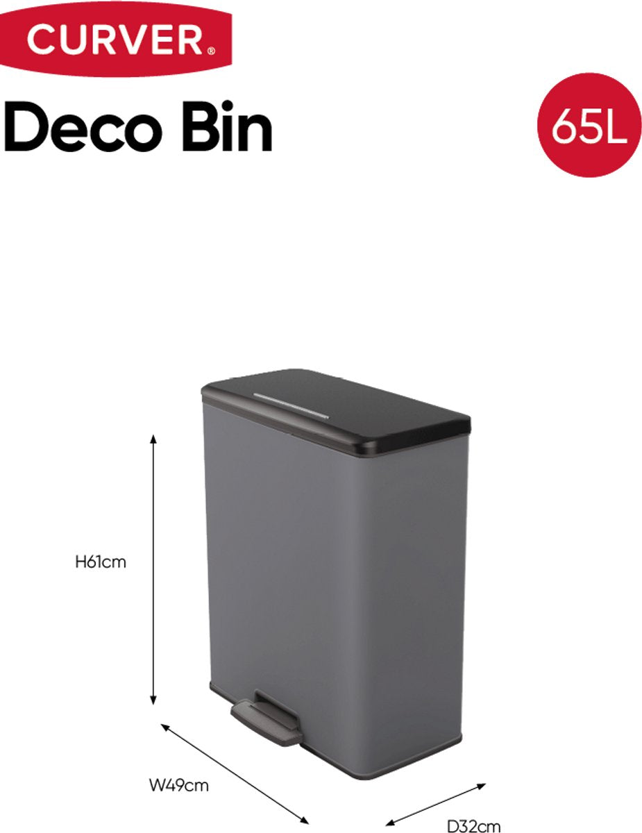 Curver Decobin Prullenbak 65L Grijs | Retourdeal 30%