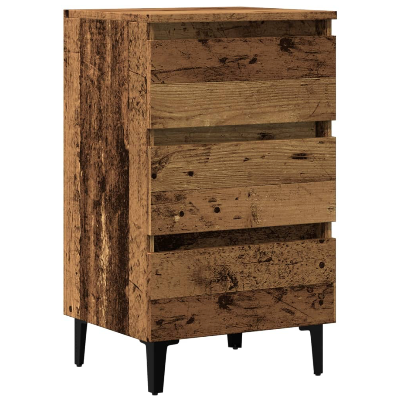 Nachtkastje Florence - bewerkt hout - met metalen poten