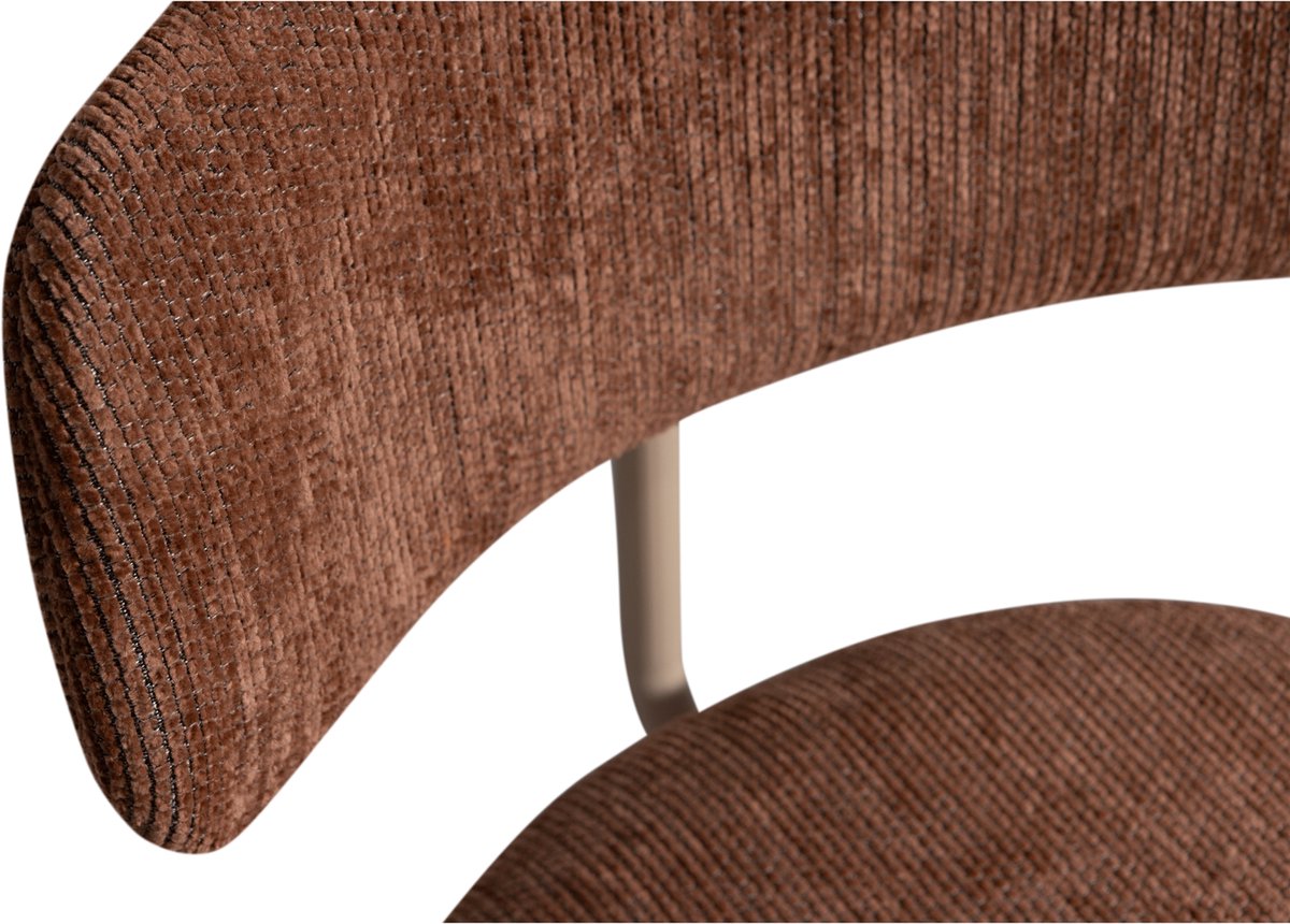 WOOOD Travis Eetkamerstoel - 75x48x53 cm - Polyester - Bruin