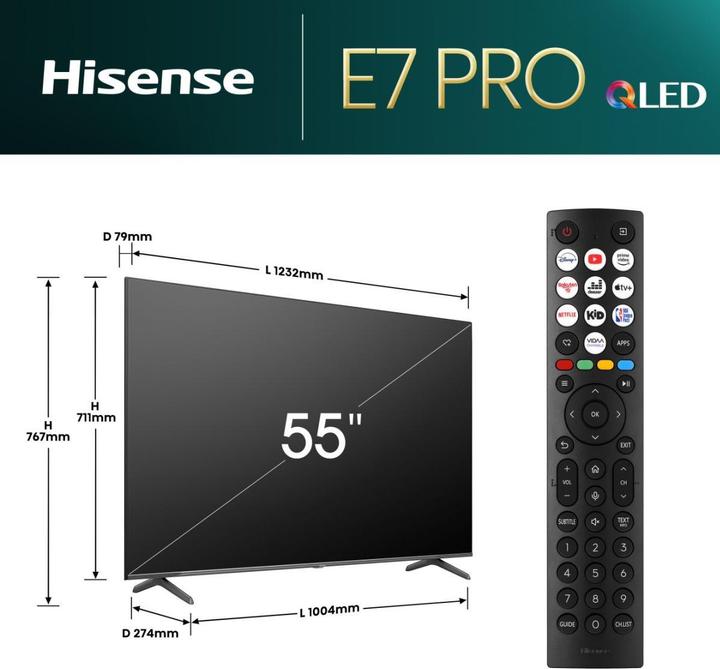 Hisense 55E7NQ PRO 55 Inch 4K QLED Smart TV