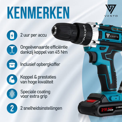 Vesto PowerDrive Accuboormachine incl. 2 Accu's