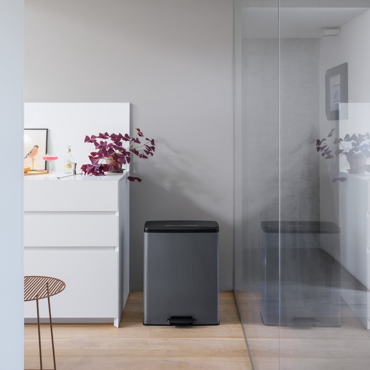 Curver Decobin Prullenbak 65L Grijs | Retourdeal 30%