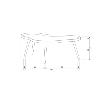 WOOOD Mae Bijzettafel Grenen MDF Alpaca 35x100x58 | Retourde