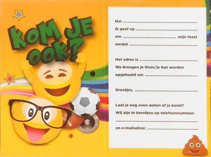 Uitnodigingskaarten Sportkampioen Emoji 6 stuks