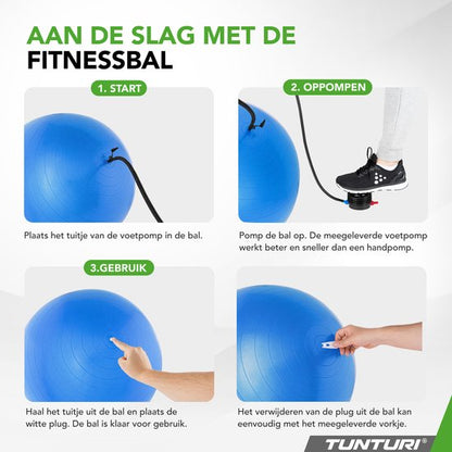 Tunturi Anti Burst Fitnessbal 90 cm Zilver