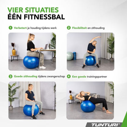 Tunturi Anti Burst Fitnessbal 90 cm Blauw