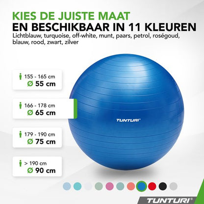 Tunturi Anti Burst Fitnessbal 90 cm Zilver