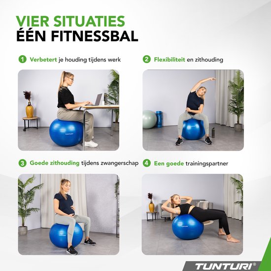 Tunturi Anti Burst Fitnessbal 65 cm Blauw