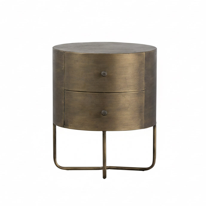 WOOOD Glossy Rond Kastje Metaal Antique Brass 48x39x39