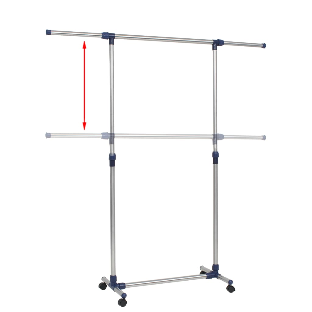 Kledingrek Verstelbaar 165X44X150 Cm Roestvrij Staal Zilver