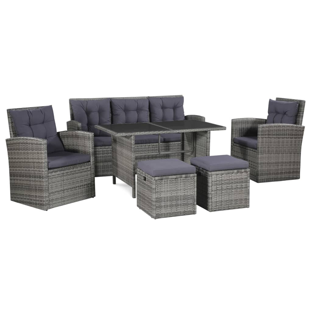Tuinset Elbert - 6-delig - met kussens - grijs