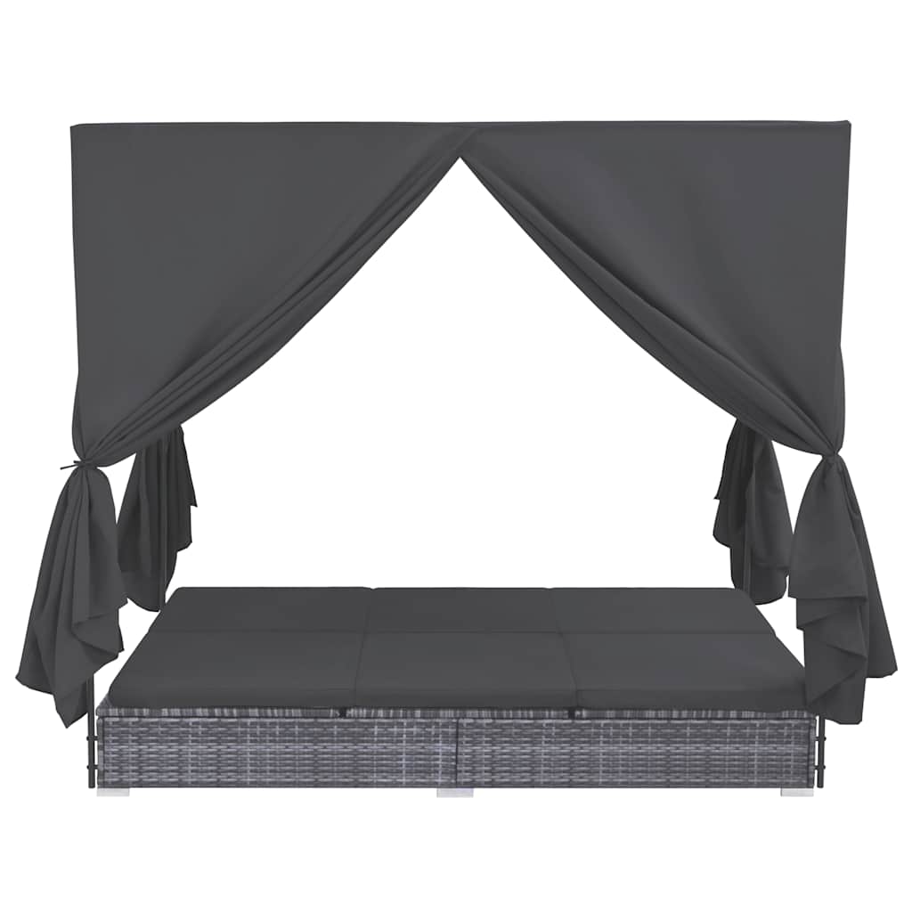 Ligbed Rein - 197 x 140 x 180 cm - met gordijnen - grijs
