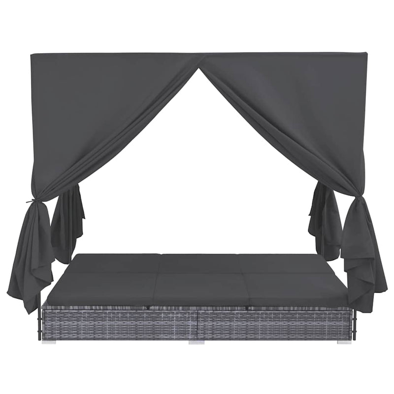 Ligbed Rein - 197 x 140 x 180 cm - met gordijnen - grijs