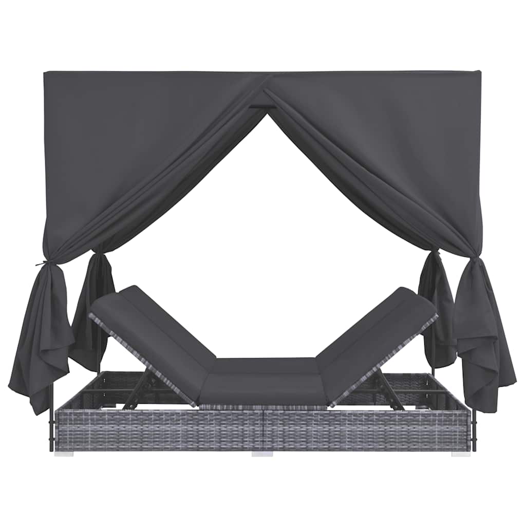 Ligbed Rein - 197 x 140 x 180 cm - met gordijnen - grijs