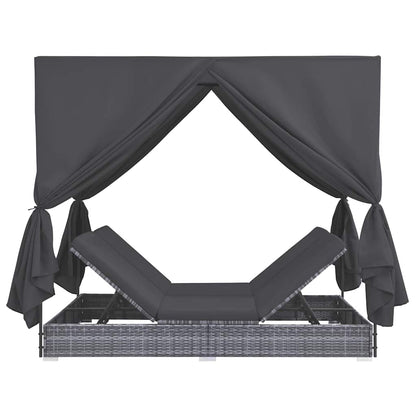 Ligbed Rein - 197 x 140 x 180 cm - met gordijnen - grijs