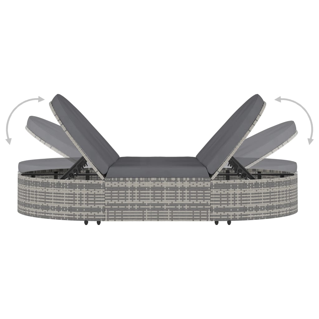 Ligbed Wilhelma -mmet kussens - 2-persoons - grijs