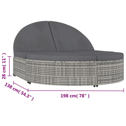 Ligbed Wilhelma -mmet kussens - 2-persoons - grijs