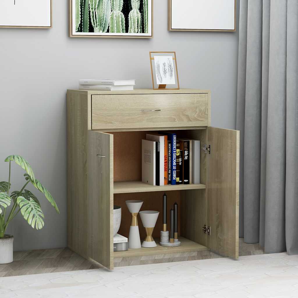 Dressoir Laurent - bewerkt hout - sonoma eiken