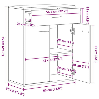 Dressoir Laurent - bewerkt hout - sonoma eiken