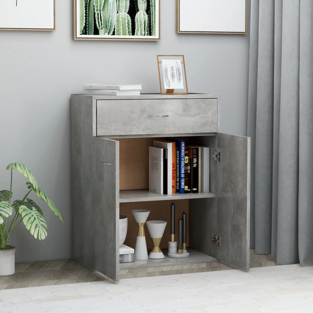 Dressoir Laurent - bewerkt hout - betongrijs