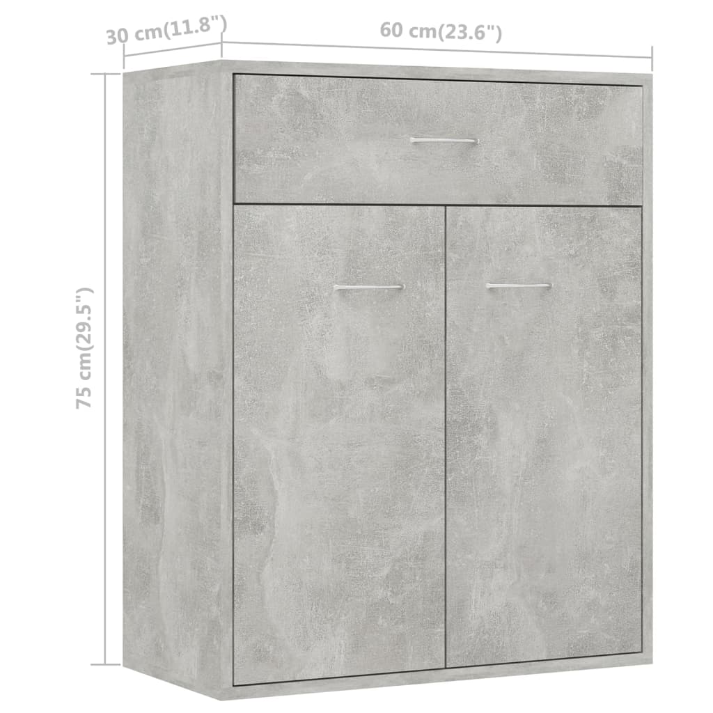 Dressoir Laurent - bewerkt hout - betongrijs