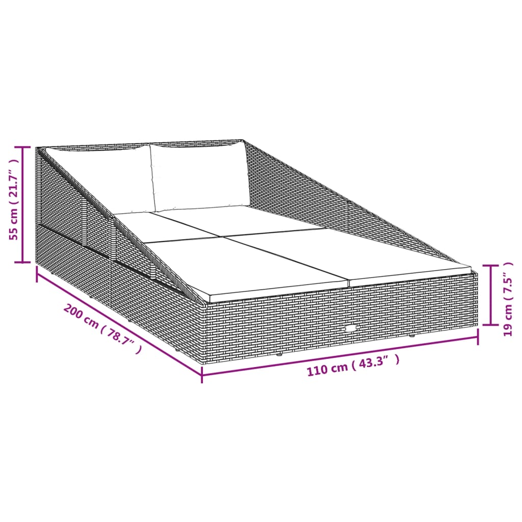 Ligbed Lenn - 110x200 cm - grijs