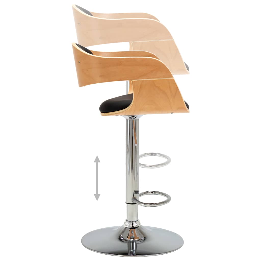 Barstoel Ilse - 2 stuks - verstelbaar - zwart / lichtbruin