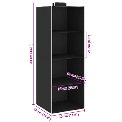 Kledingorganisers Hangend Met 4 Schappen Stof Zwart