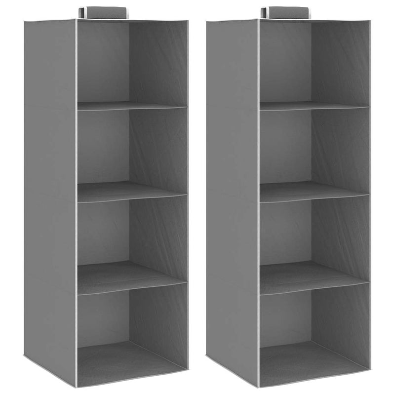 Kledingorganisers Hangend Met 4 Schappen Stof Grijs