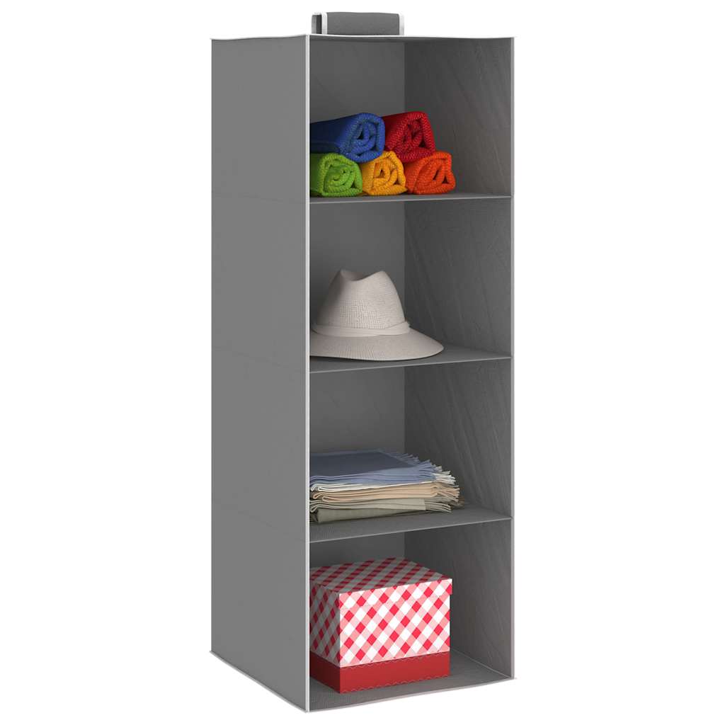 Kledingorganisers Hangend Met 4 Schappen Stof Grijs