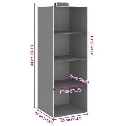 Kledingorganisers Hangend Met 4 Schappen Stof Grijs