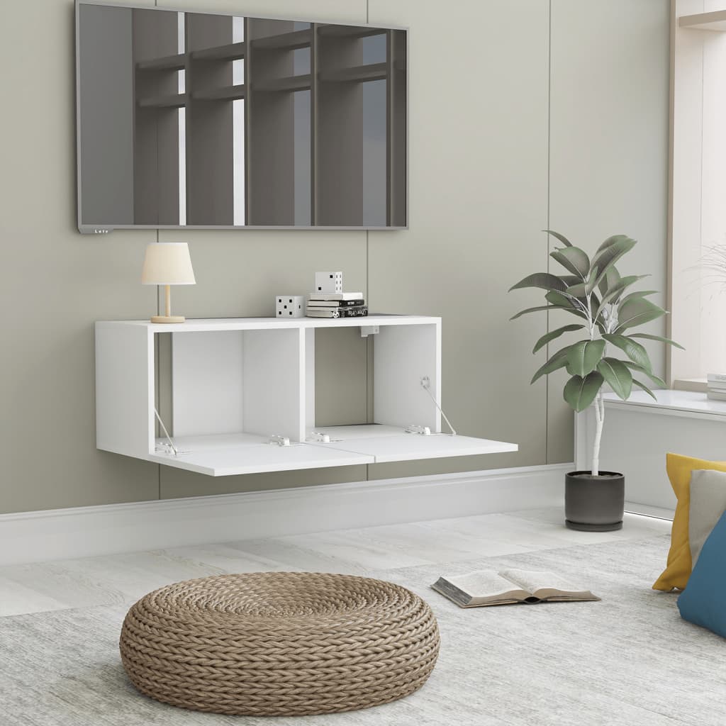 Tv-meubel Hidde - 80x30x30 cm - wandmeubel - wit