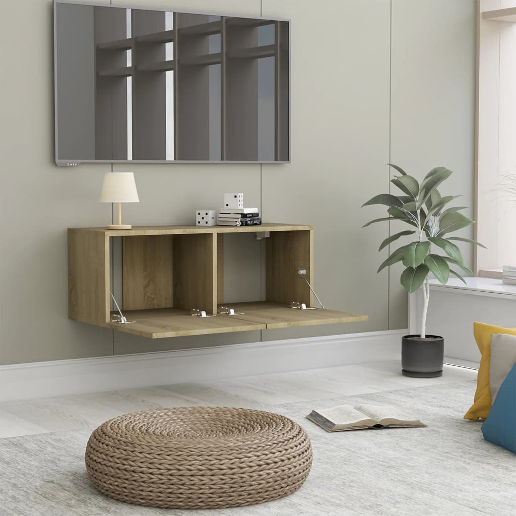 Tv-meubel Hidde - 80x30x30 cm - wandmeubel - sonoma eiken