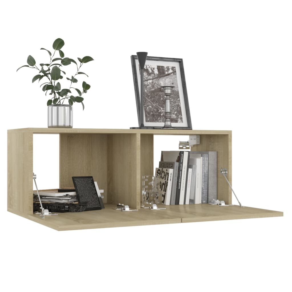 Tv-meubel Hidde - 80x30x30 cm - wandmeubel - sonoma eiken