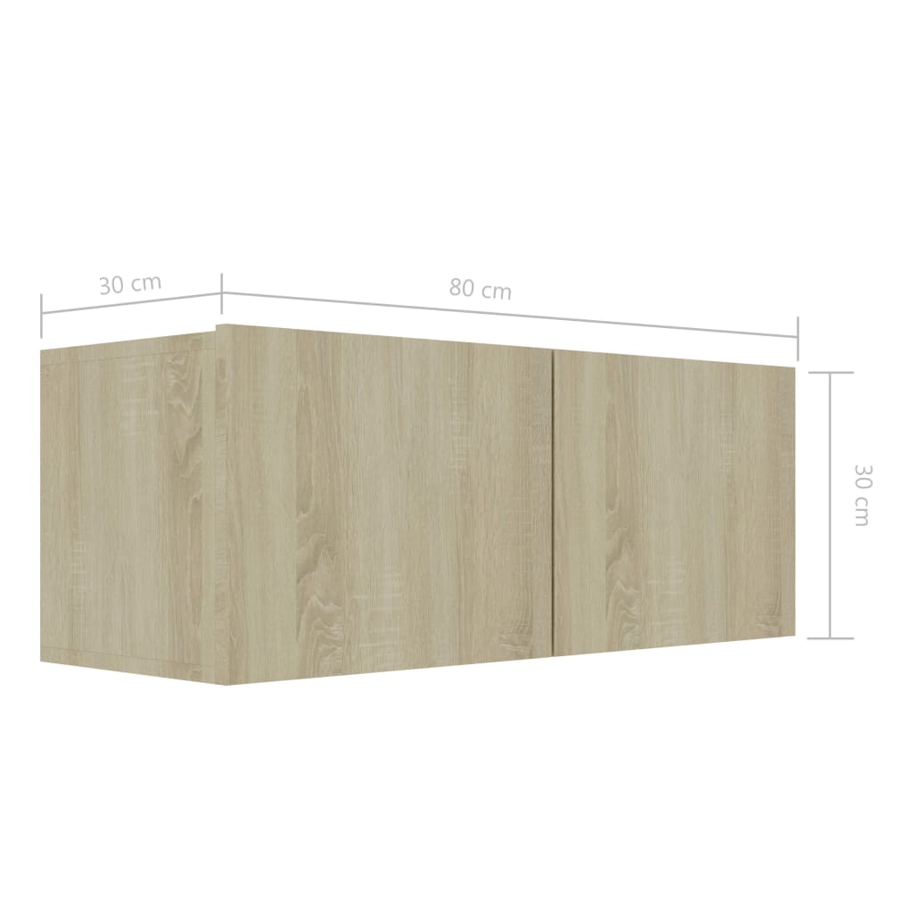 Tv-meubel Hidde - 80x30x30 cm - wandmeubel - sonoma eiken