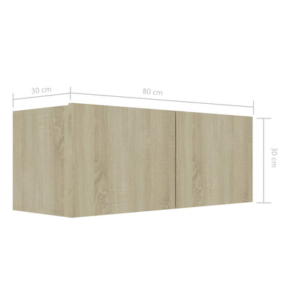 Tv-meubel Hidde - 80x30x30 cm - wandmeubel - sonoma eiken